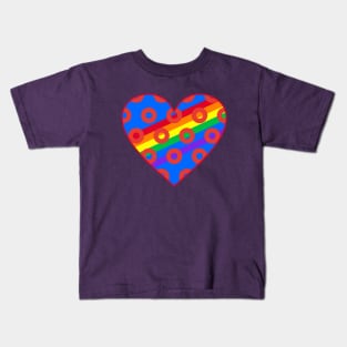 Phish Donuts Heart with Rainbow Pride Kids T-Shirt